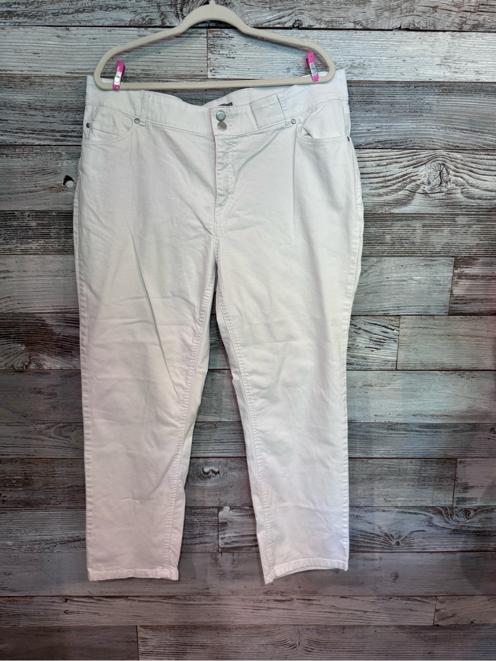 Jessica London White Stretch Straight-Leg Pants